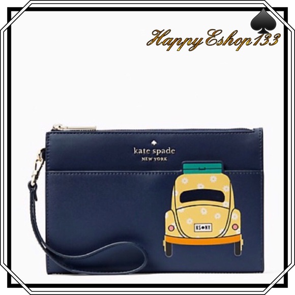 ♠️ Kate spade Daisy Car Beep Beep Medium Wristlet, Blazer Blue